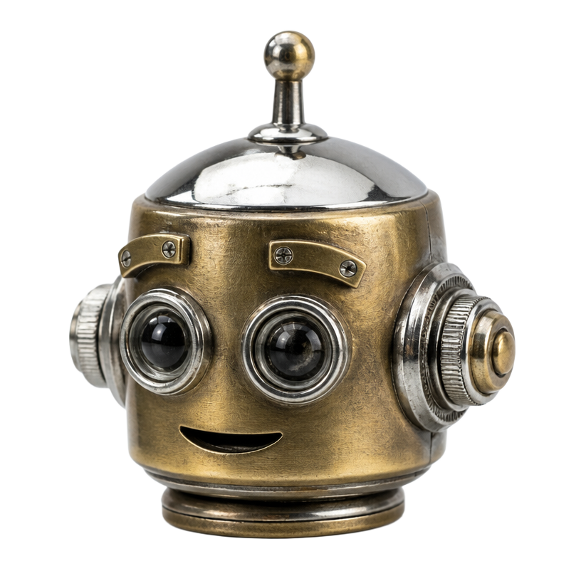 Brass retro robot head