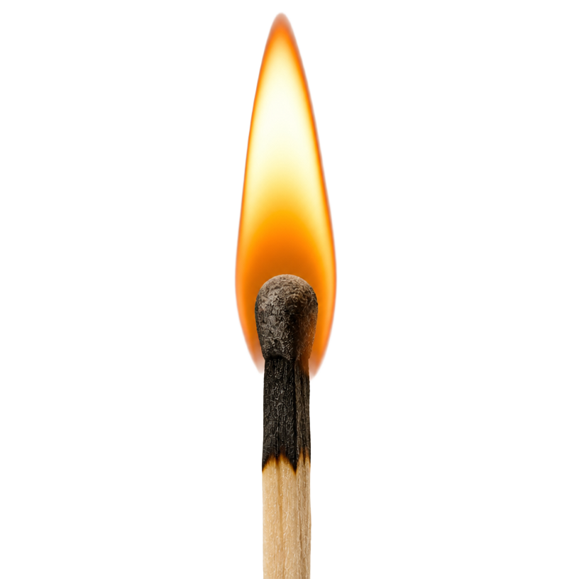 Lit match flame