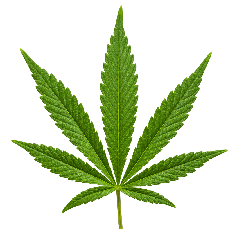Fresh green cannabis leaf