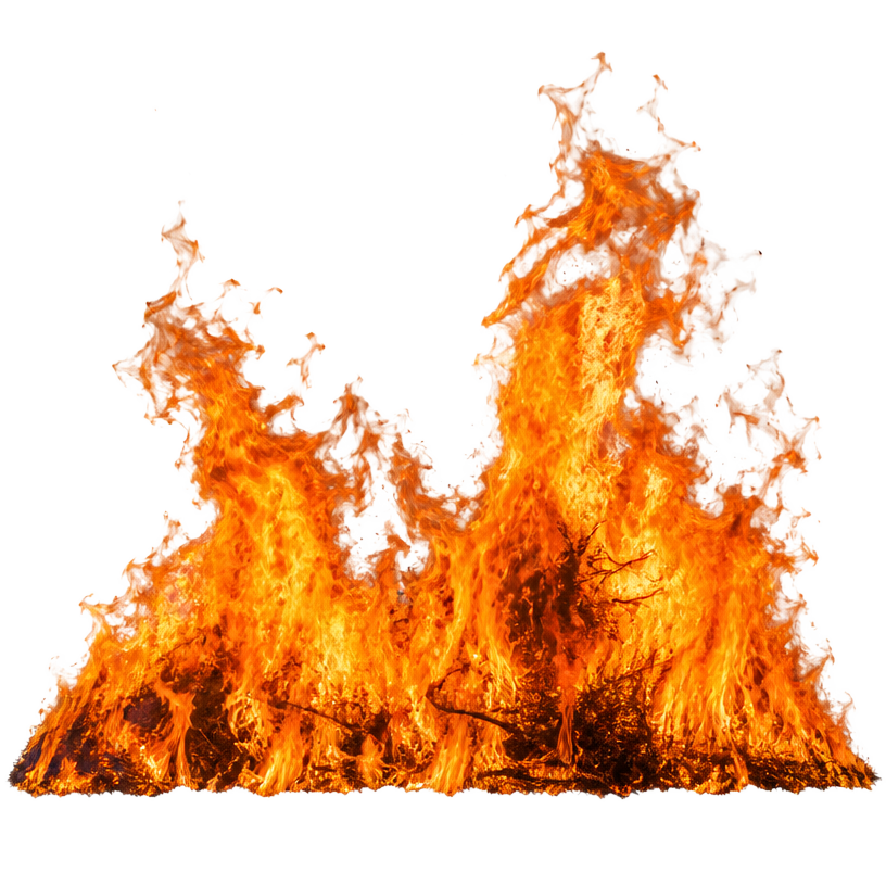 Raging wildfire flames
